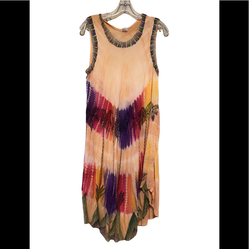 Jackpot boho tie dye rayon dress free size